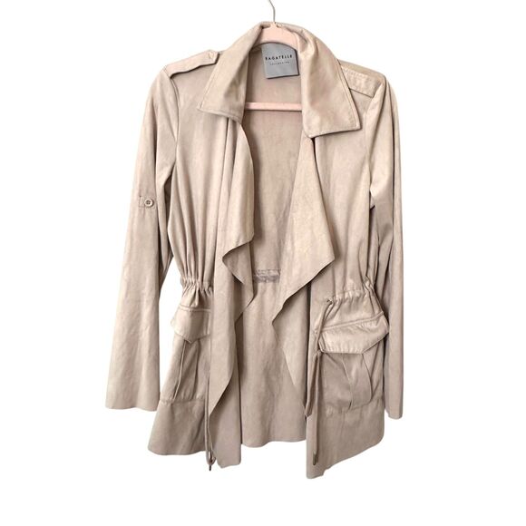 BAGATELLE COLLECTION Faux Suede Draped Light Jacket‎ Small - Picture 1 of 4